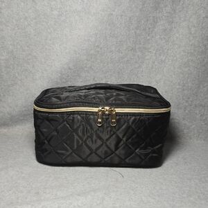 Chic Black Quilted Cosmetic Case